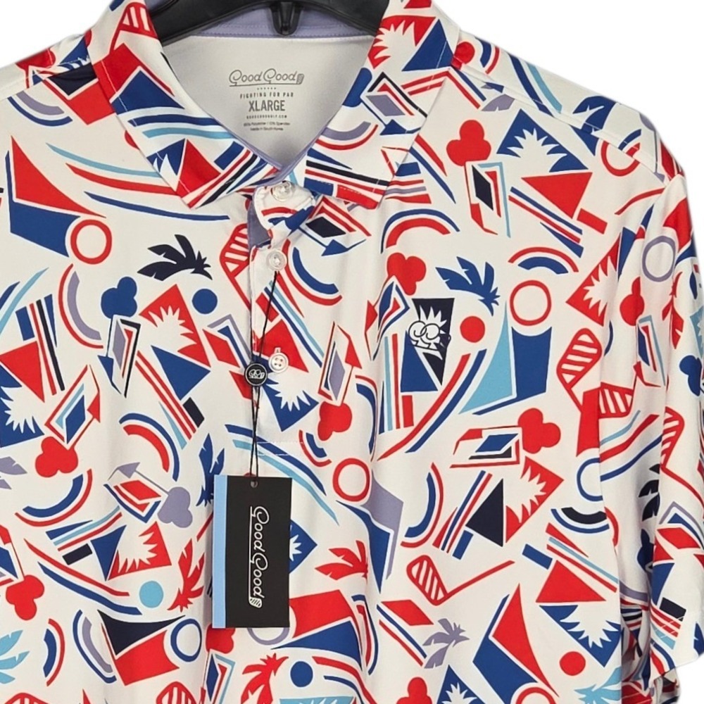 Good‎ Good Golf Polo Mens XL Red White Blue Performance Shirt "Proud & True" NWT